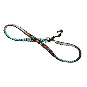 Lucky Brand Leather Wrap Bracelet  Turquoise Beaded Clover‎ Charm
